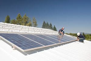 work crew installs solar panels in Santa Rosa