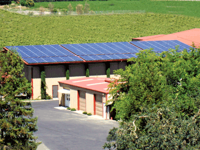 Roof mount solar panels, Ballentine Vineyards