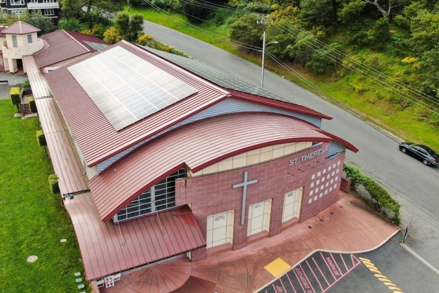 solar panels on church