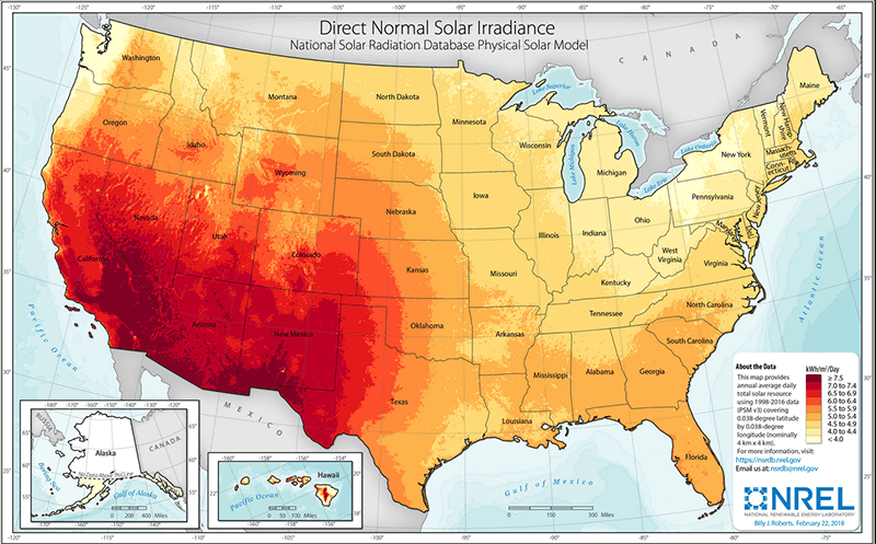 Projected solar efficiencies across the United States, per the U.S. Energy Information Administration | SolarCraft