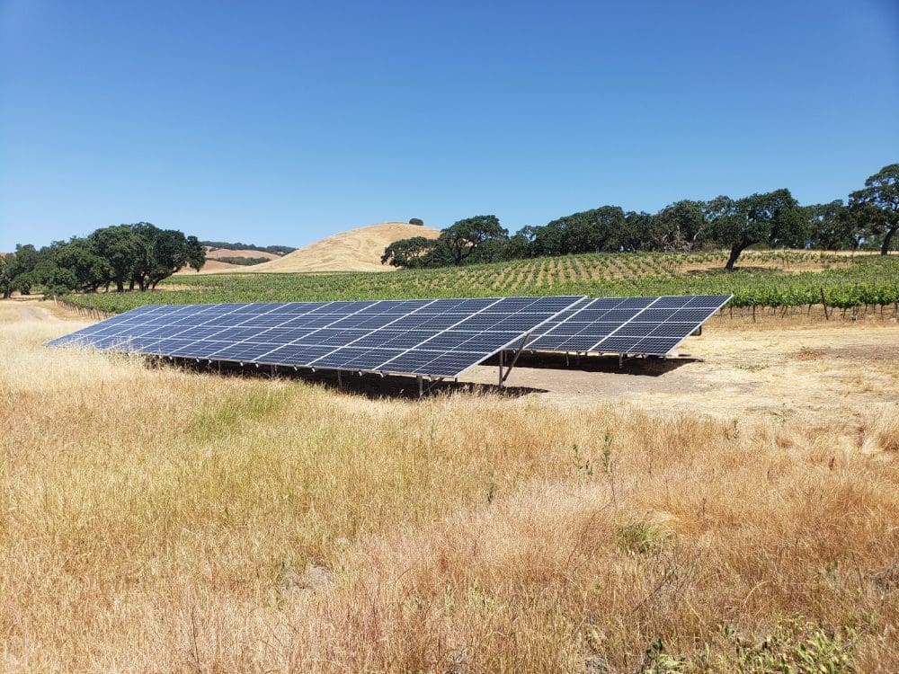 Solar Panels on Wine Vineyard in Napa County