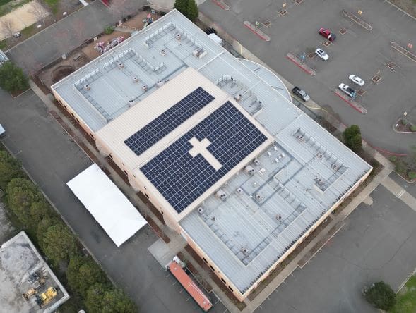 solar panels on church roof